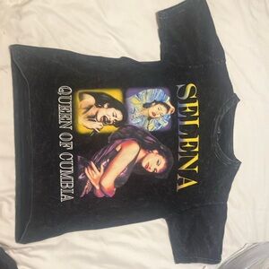 Selena Black Graphic Kids T-Shirt